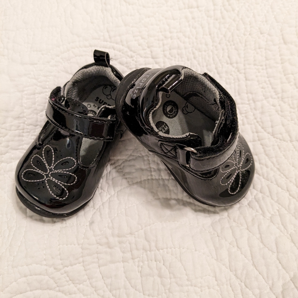 Black patent leather baby shoes